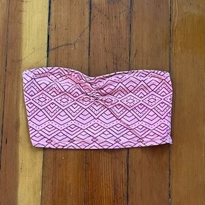 Pink Geometric Strapless Top